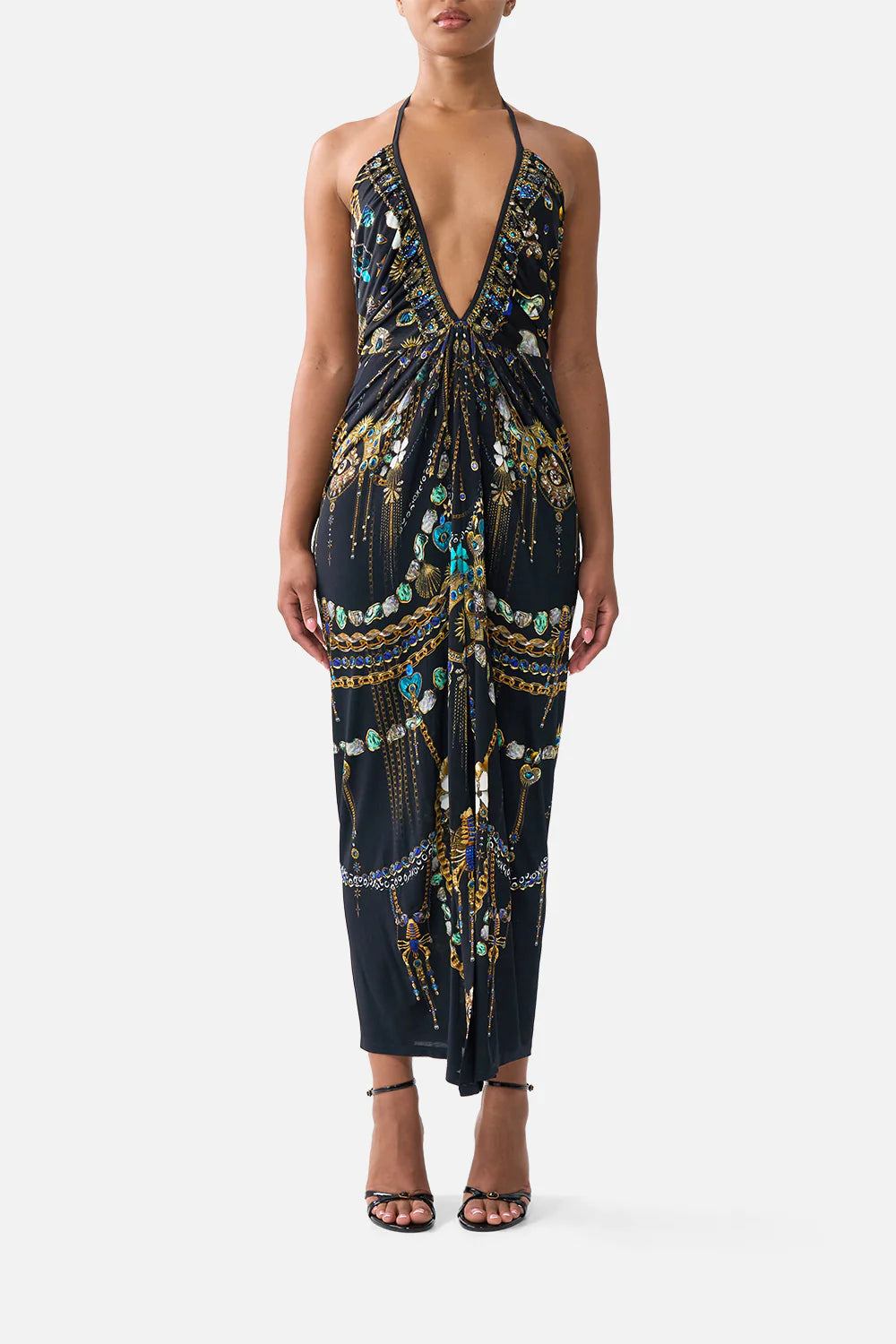 v neck gathered jersey dress, Amulets and alchemy