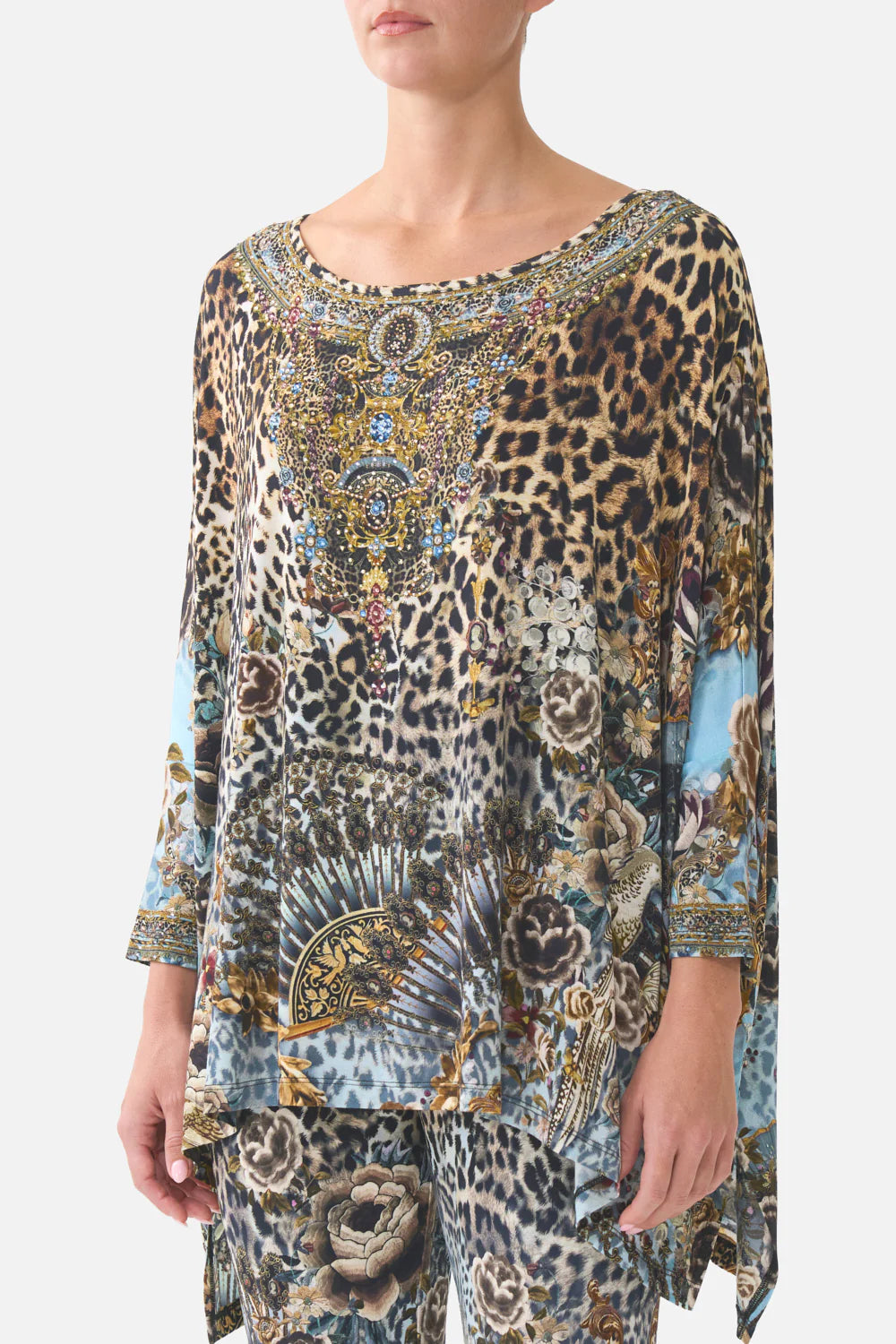 Scoop neck slouch tee, Fiesta, siesta, repeat