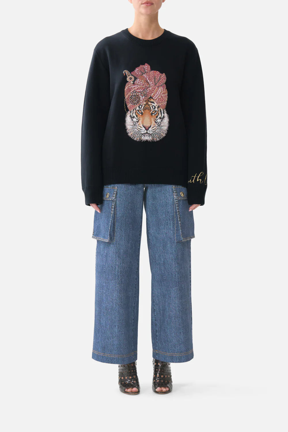 relaxed crew neck jumper, Fiesta, siesta, repeat