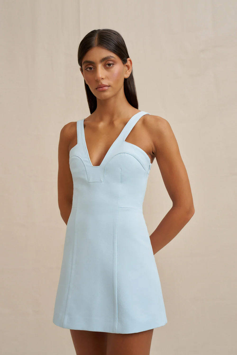 Camille bind blue mini dress