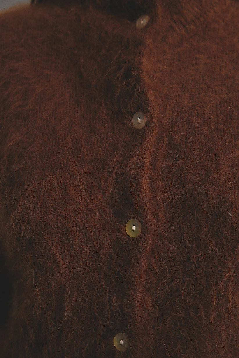 Bella Cashmere cardigan, chocolate