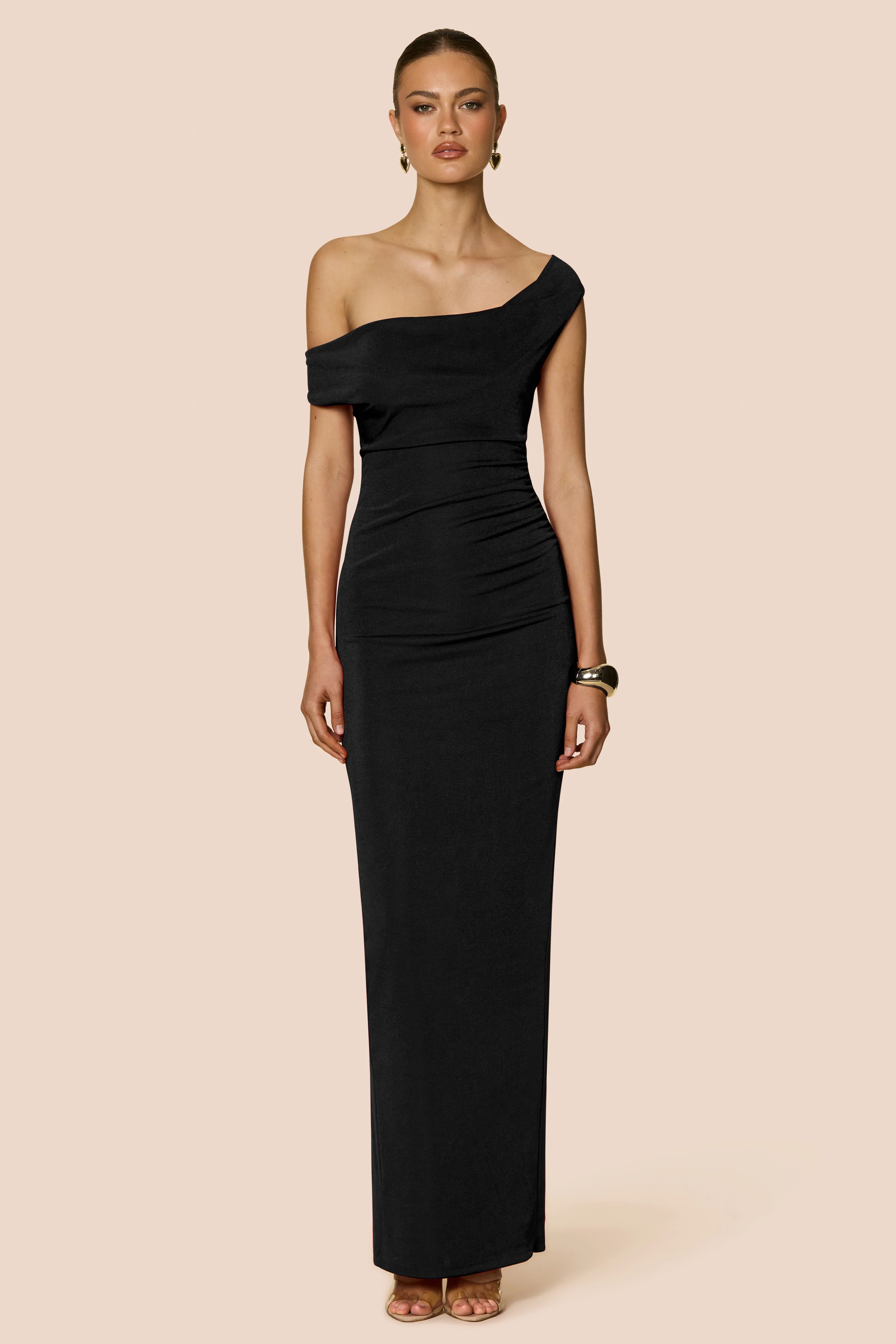 Crush drape maxi, black