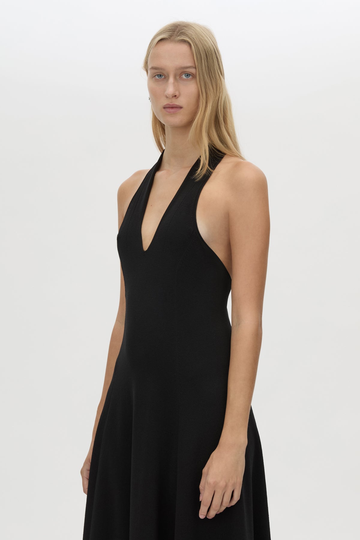 Aurore knit fitted midi dress, black