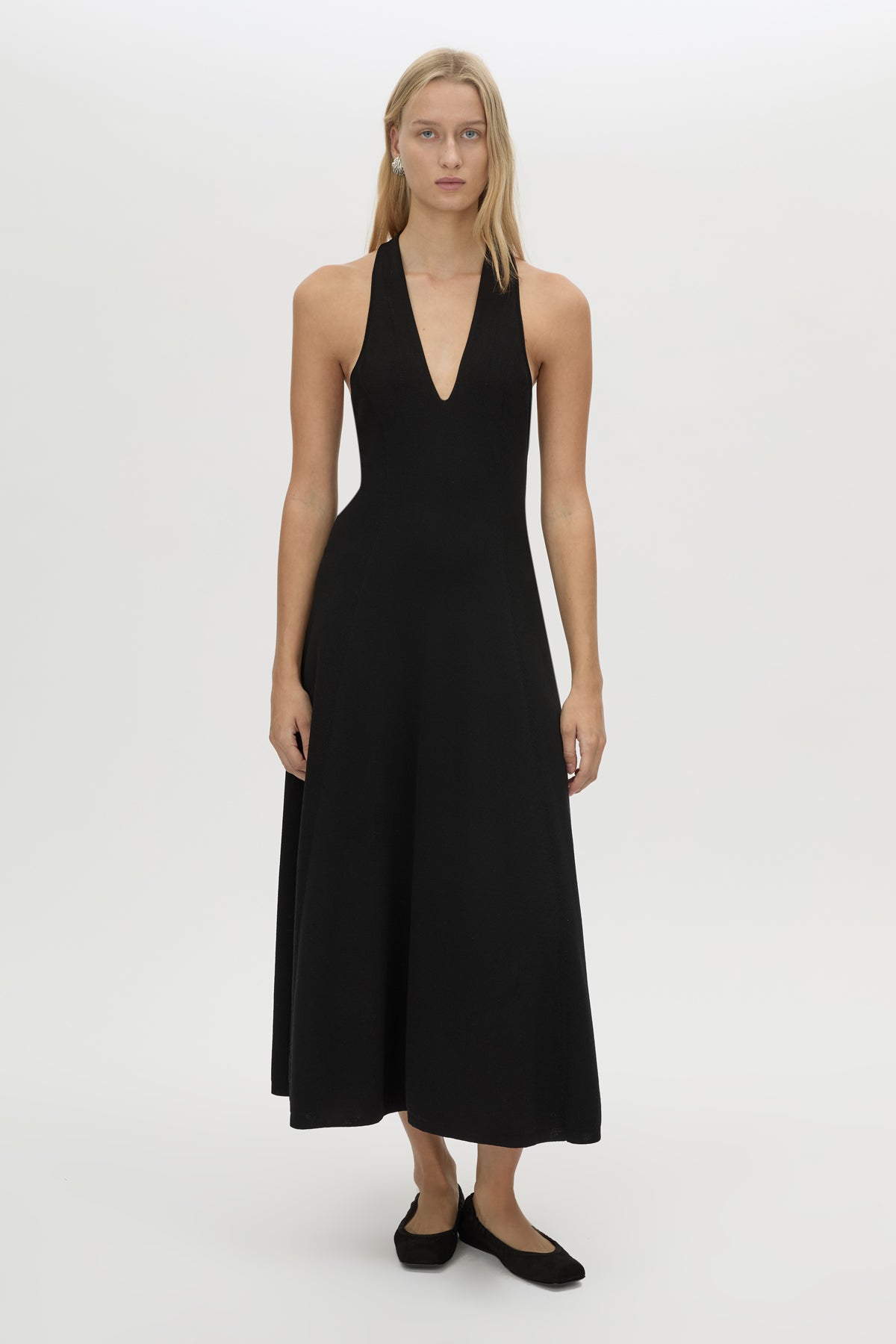 Aurore knit fitted midi dress, black