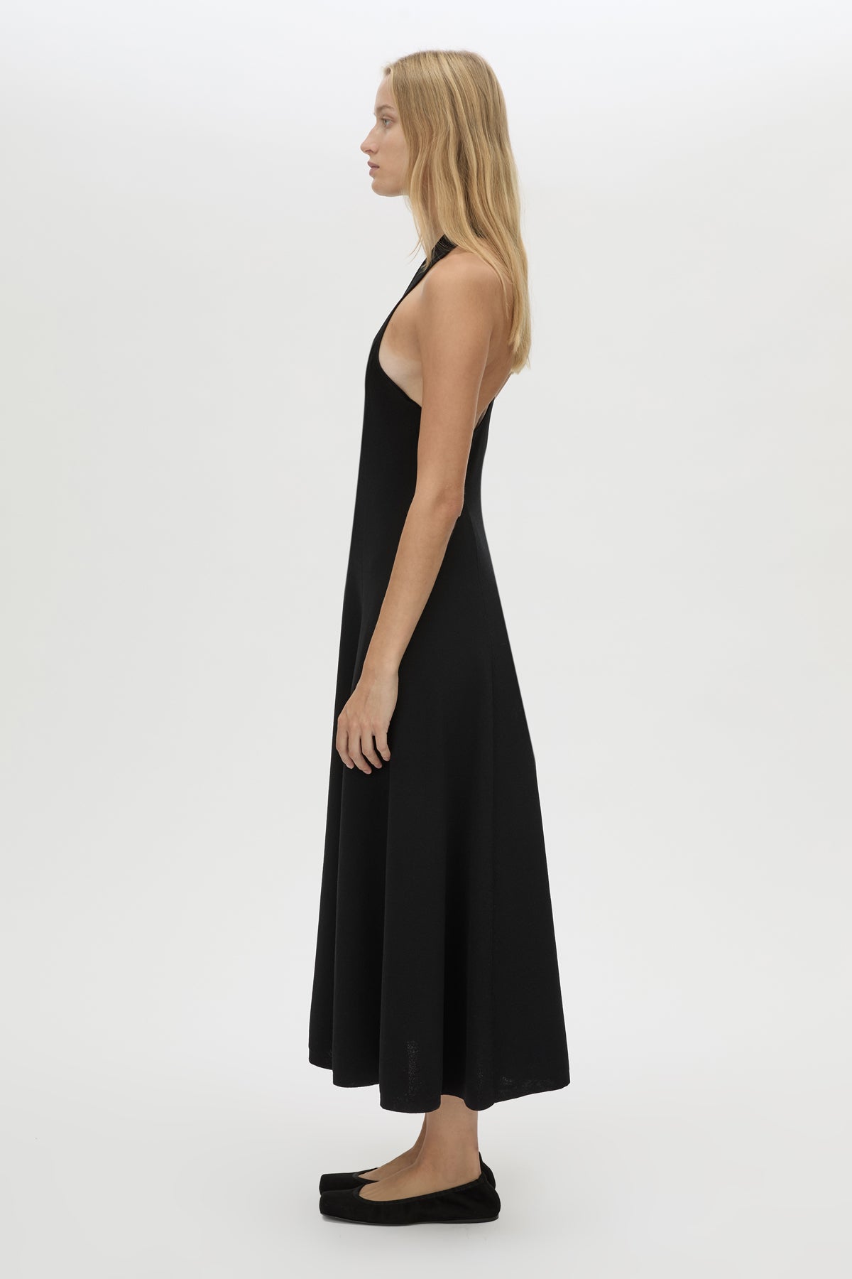 Aurore knit fitted midi dress, black