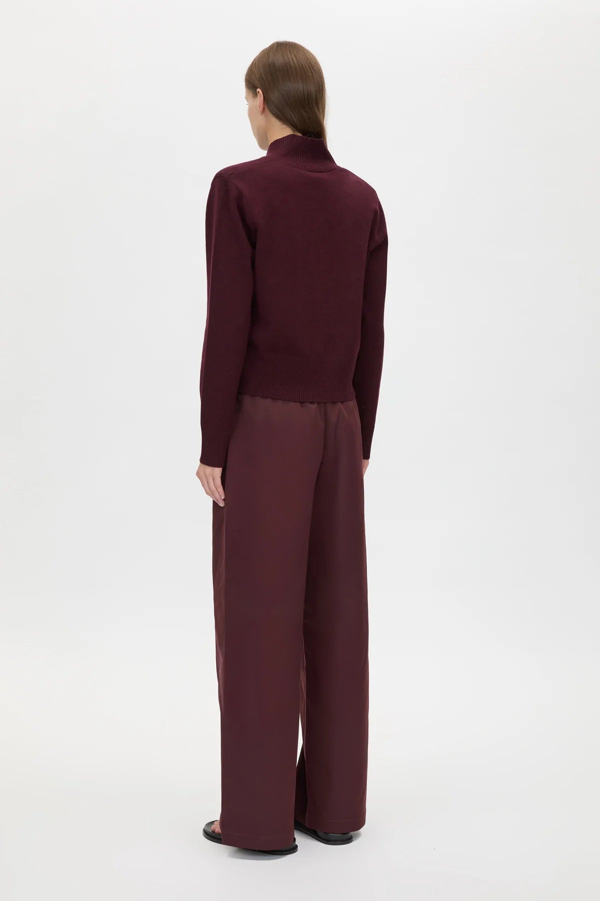 Dia elastic detail pant, burgandy