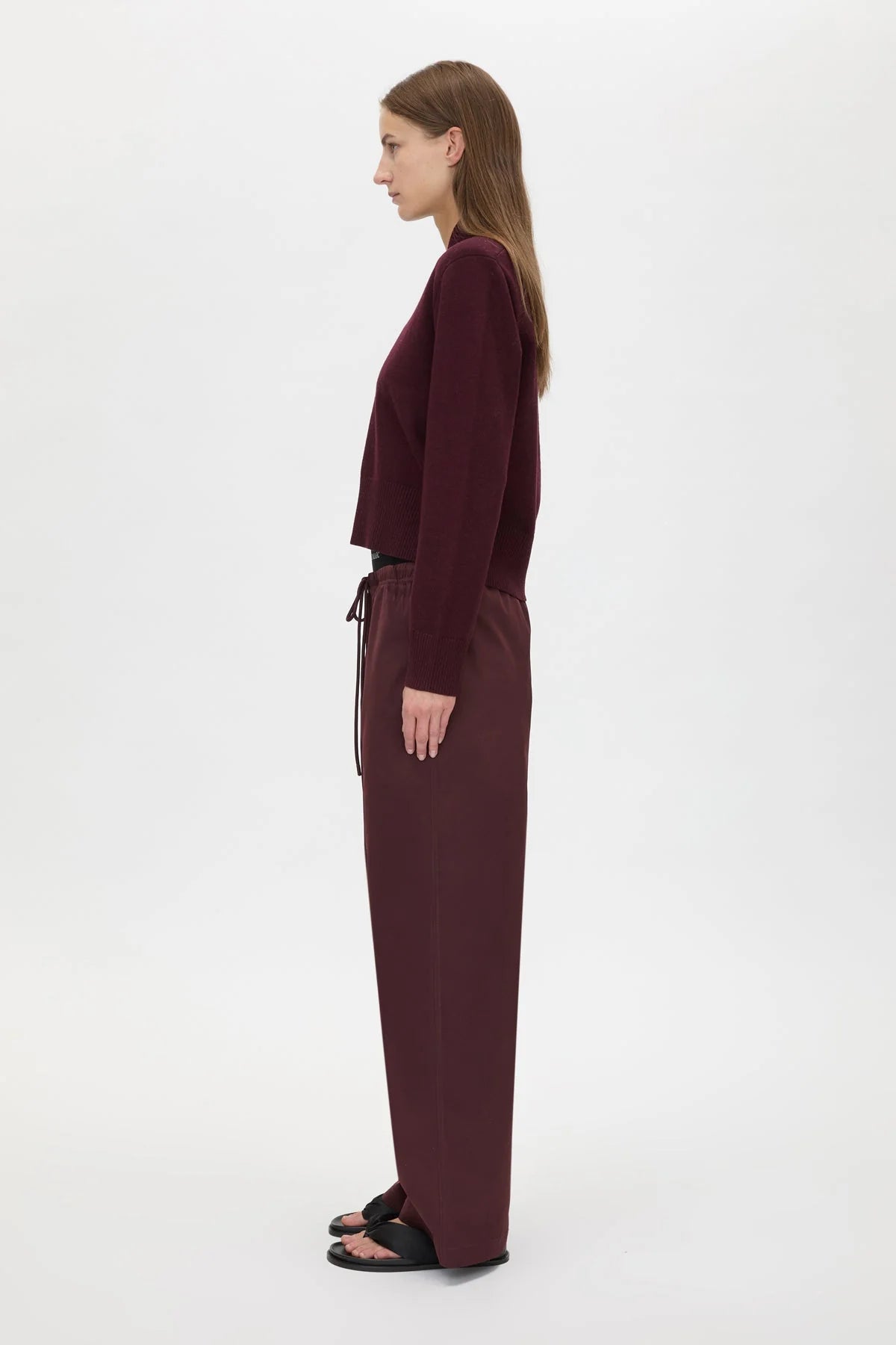 Dia elastic detail pant, burgandy