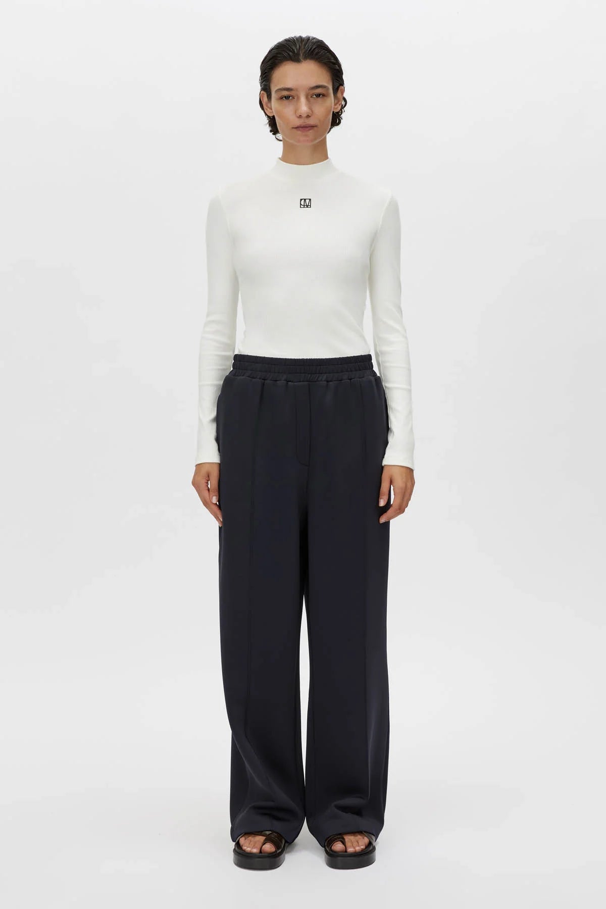 nora rib long sleeve top, soft white