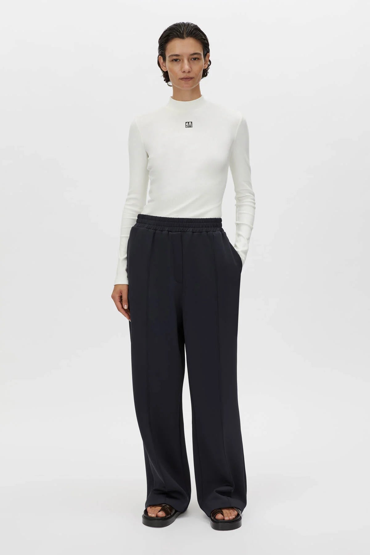 nora rib long sleeve top, soft white
