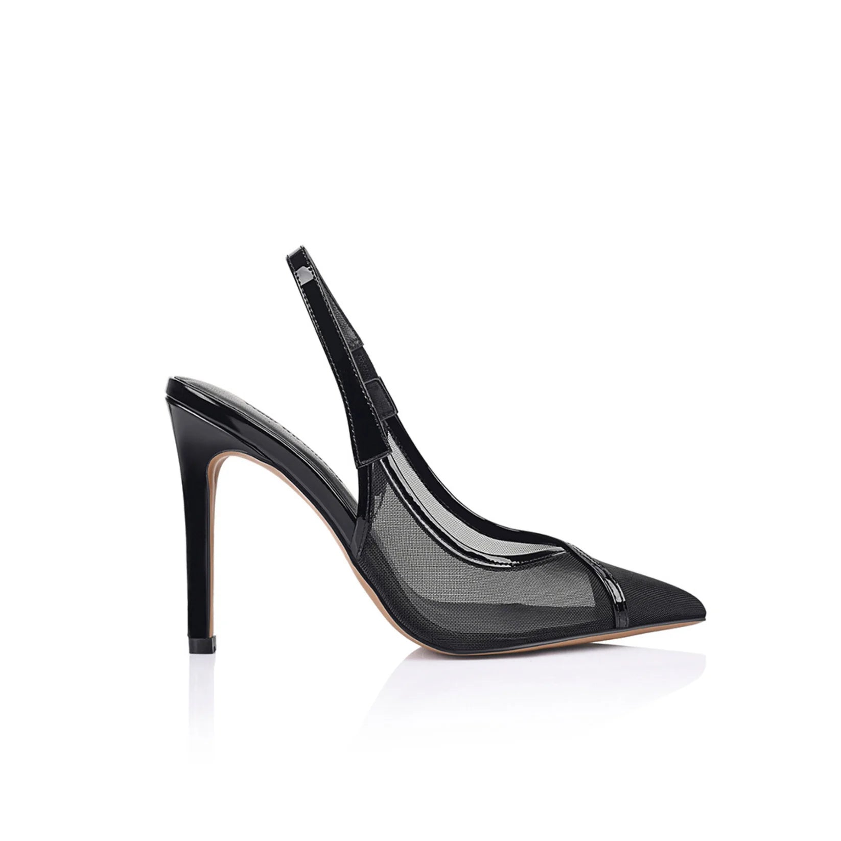 Chai Pump Black Mesh & Patent Leather