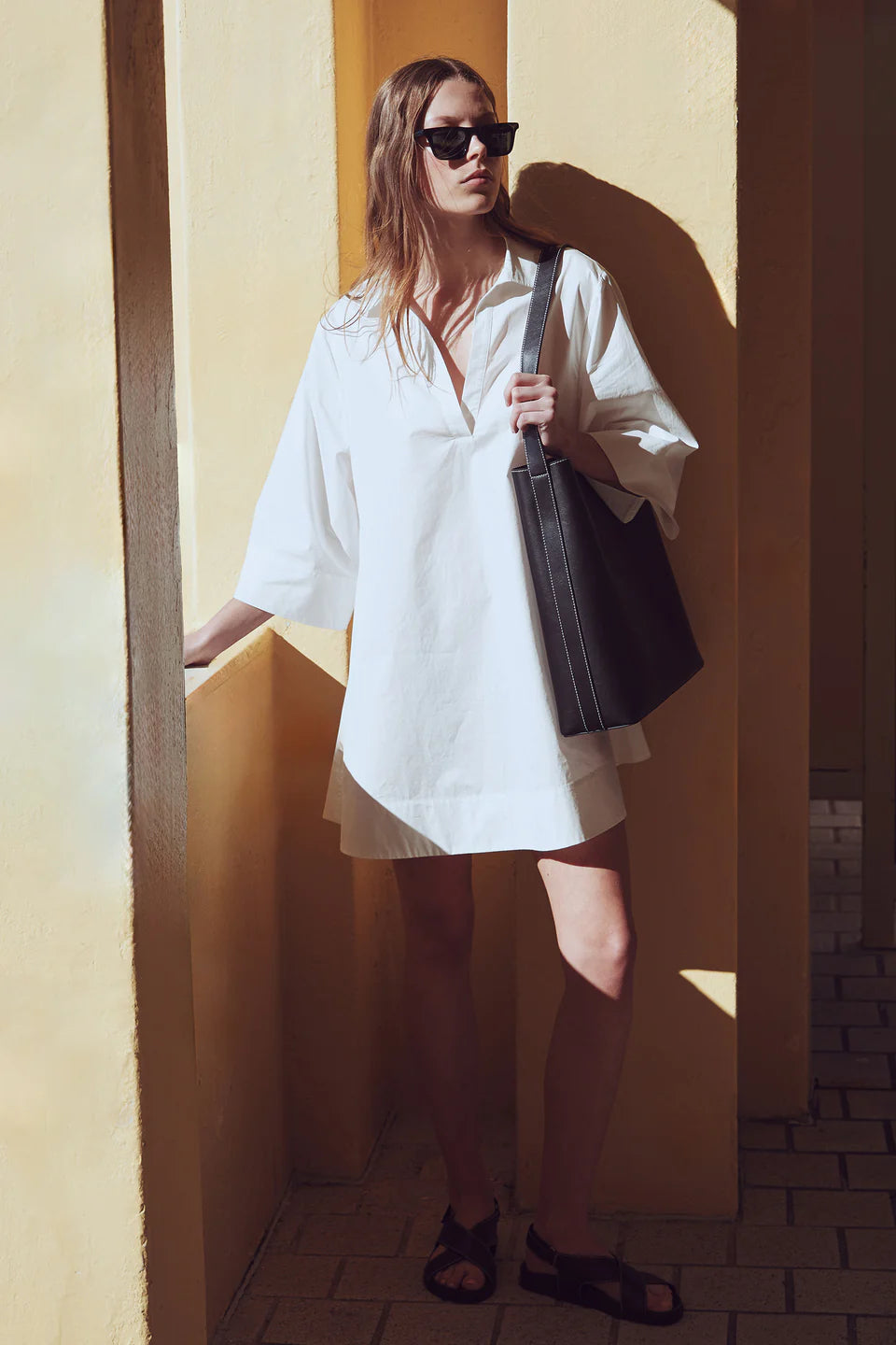 Claire mini shirt dress, white