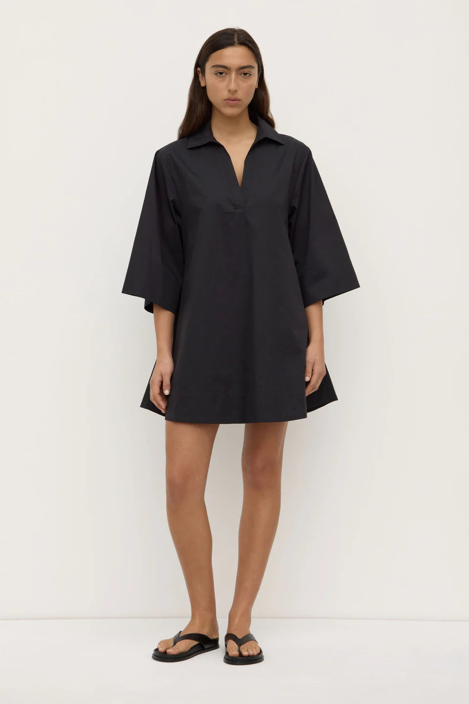 Claire mini shirt dress, black