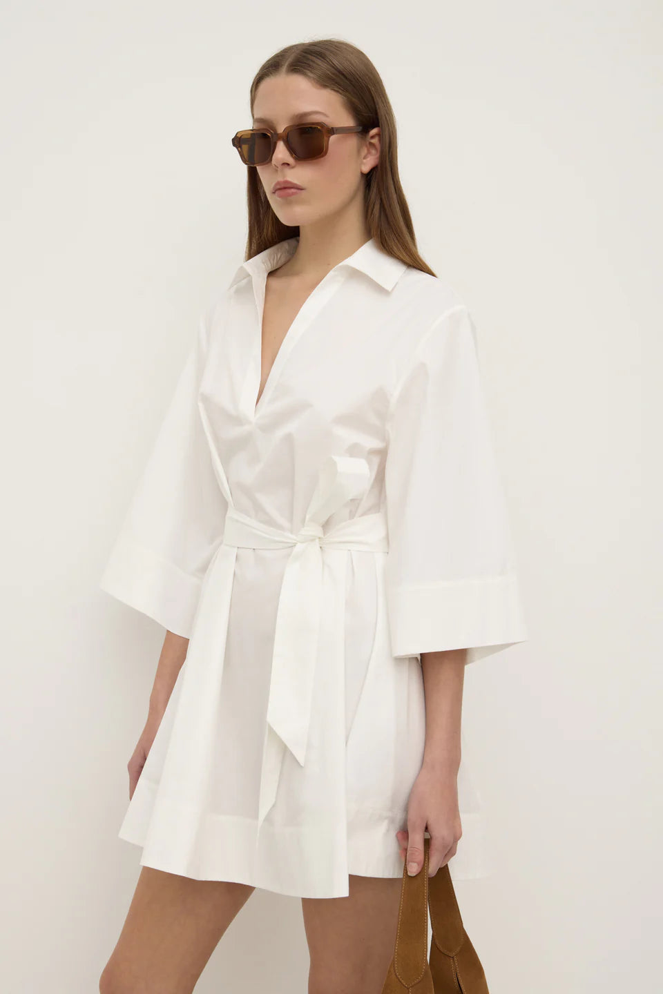 Claire mini shirt dress, white