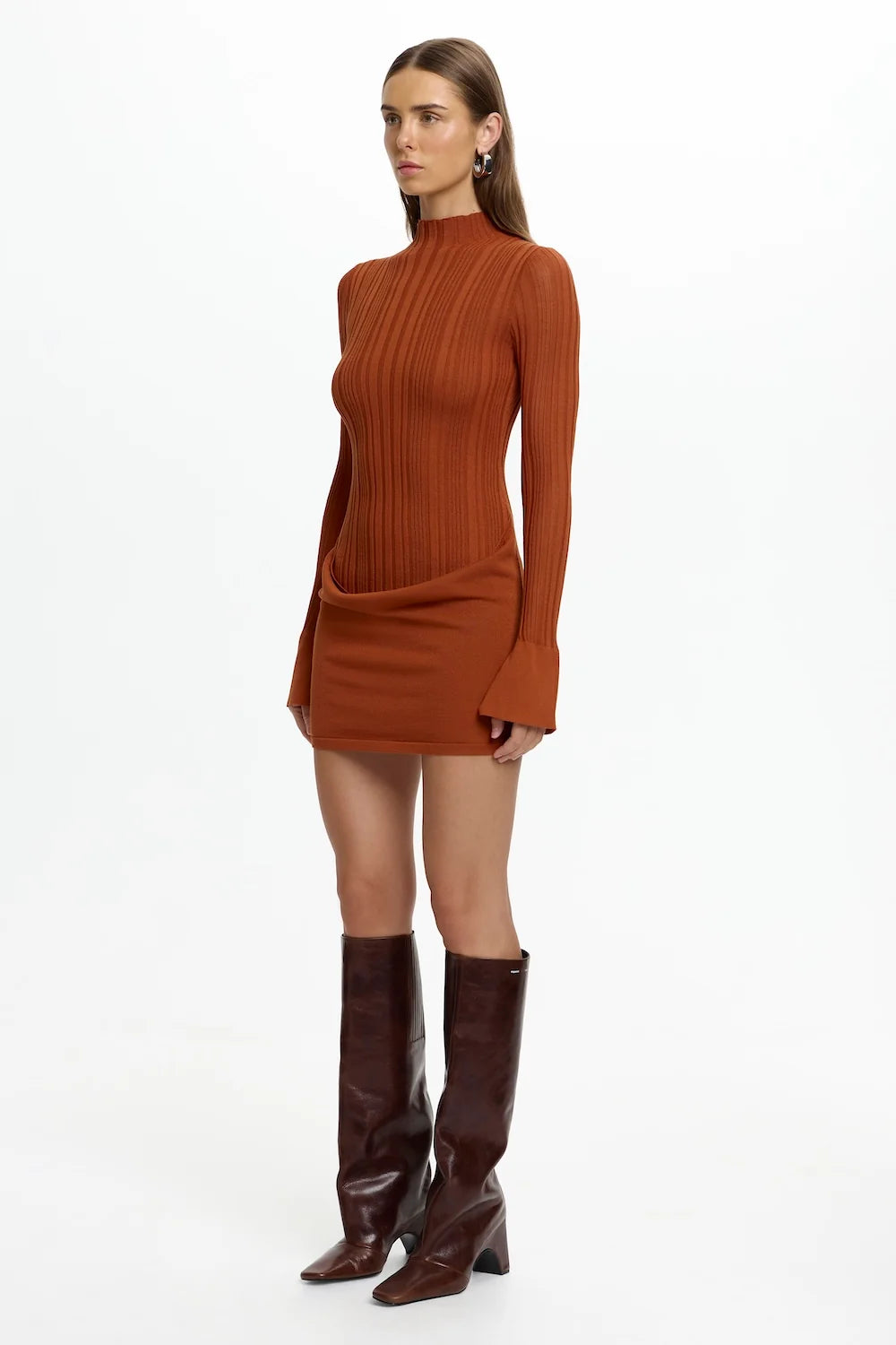 Kinga long sleeve mini dress, ember