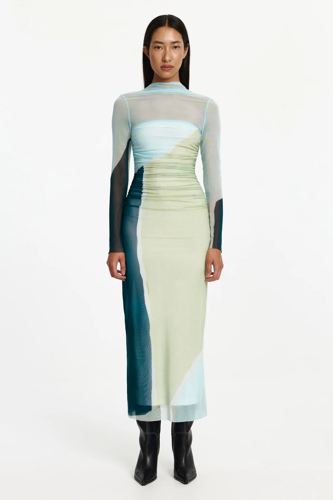 Yusra long sleeve mid dress, azurea print