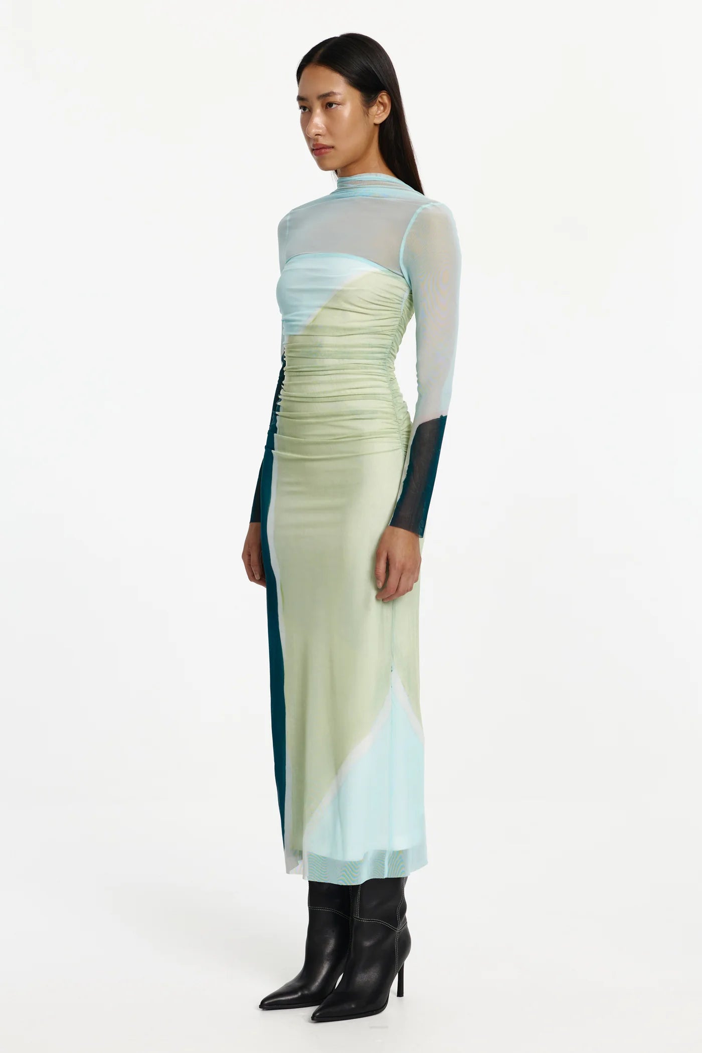 Yusra long sleeve mid dress, azurea print