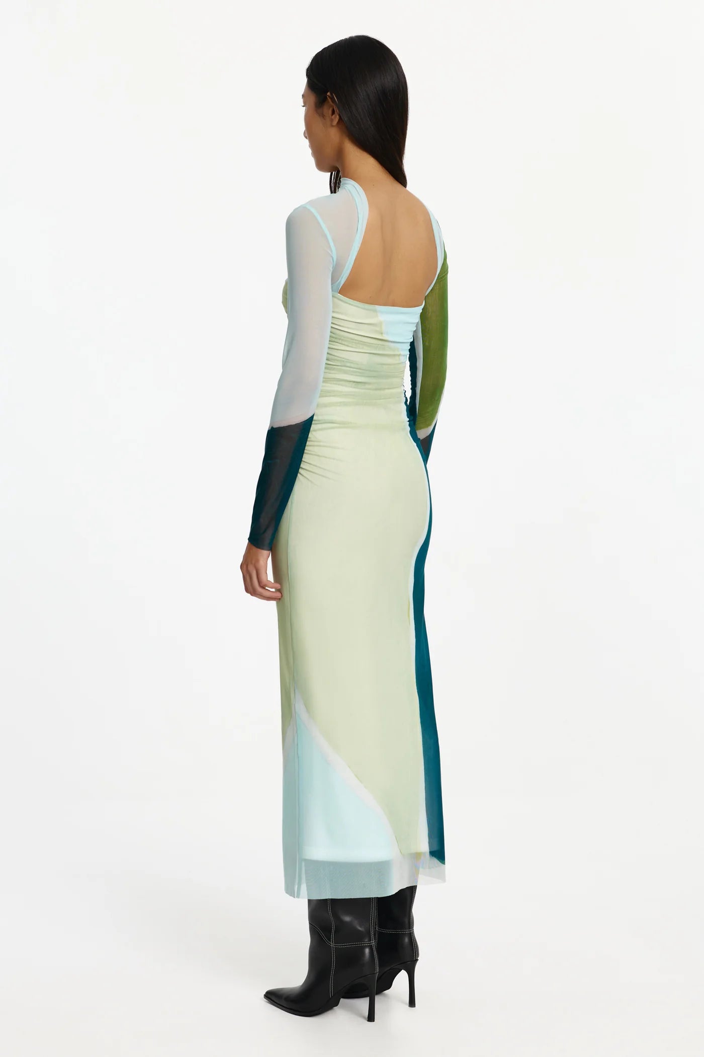 Yusra long sleeve mid dress, azurea print