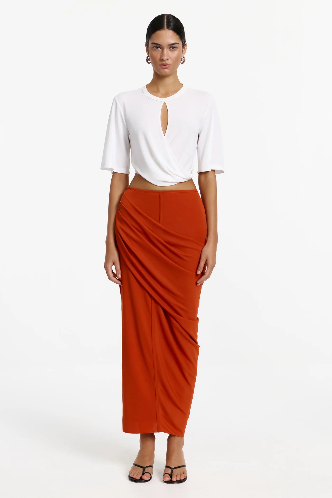 Jolie jersey maxi skirt, terracotta