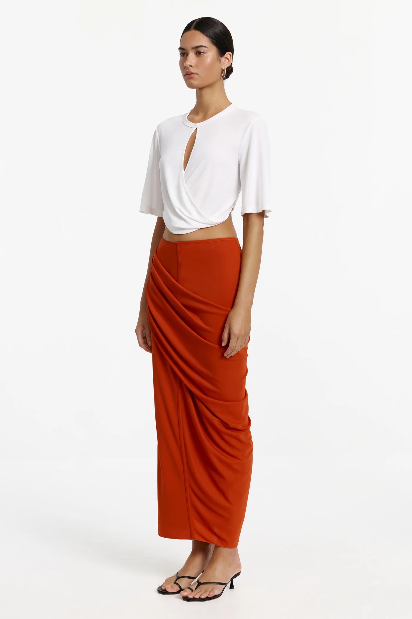 Jolie jersey maxi skirt, terracotta