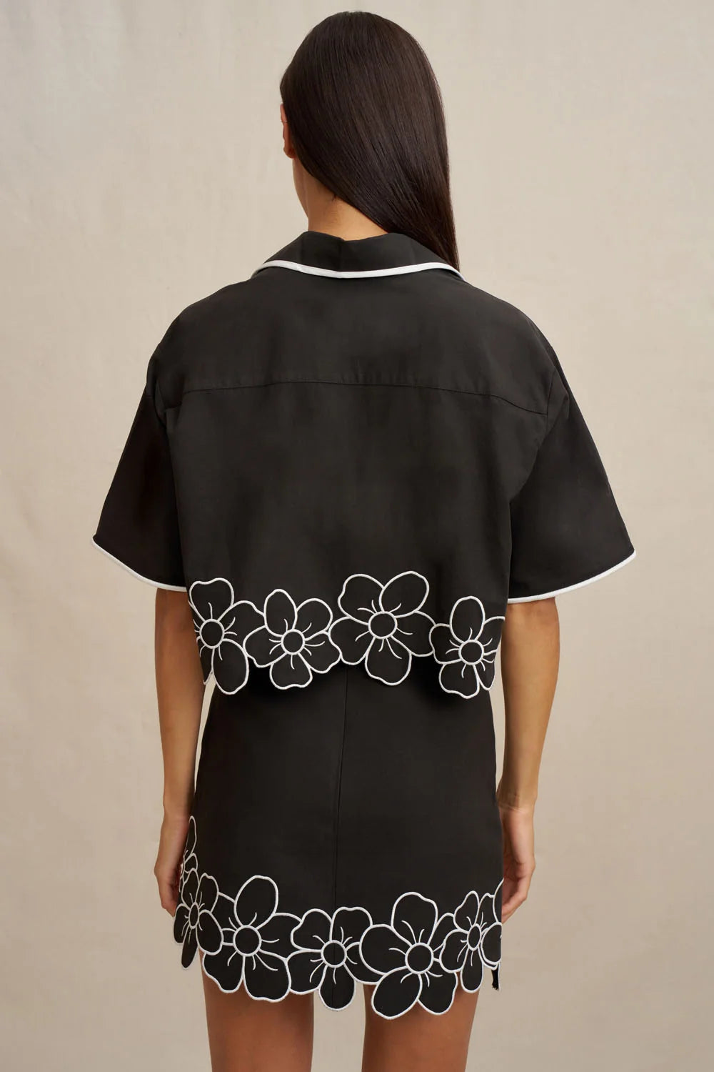 Dahlia Crop Shirt, Black