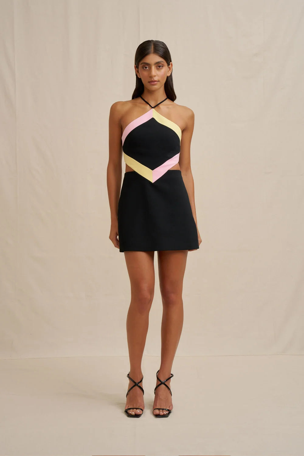 Diamond halter mini dress