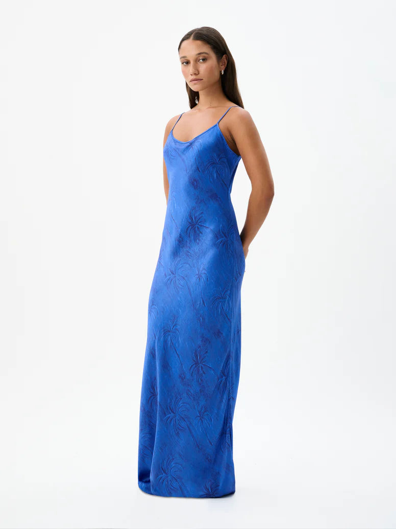 wessex slip dress, palm paradiso bleu