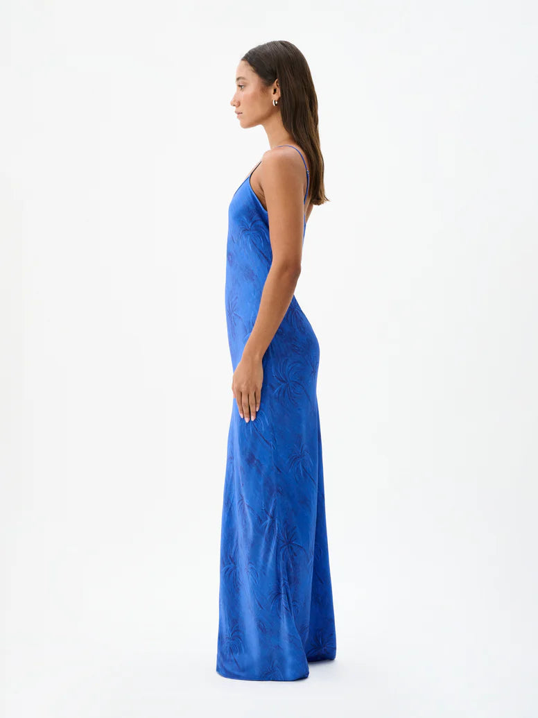 wessex slip dress, palm paradiso bleu