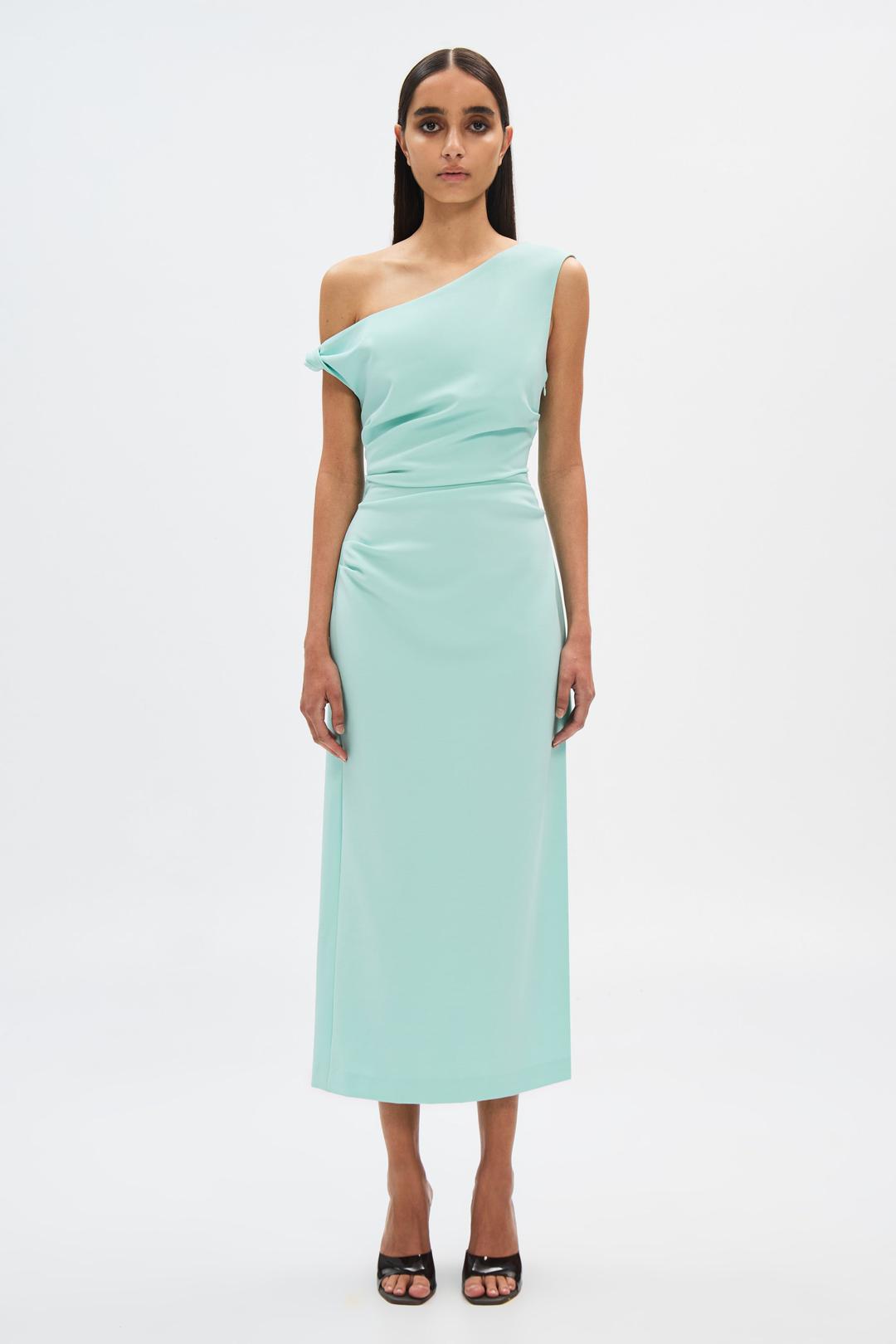 The gaia twill midi dress, pale aqua