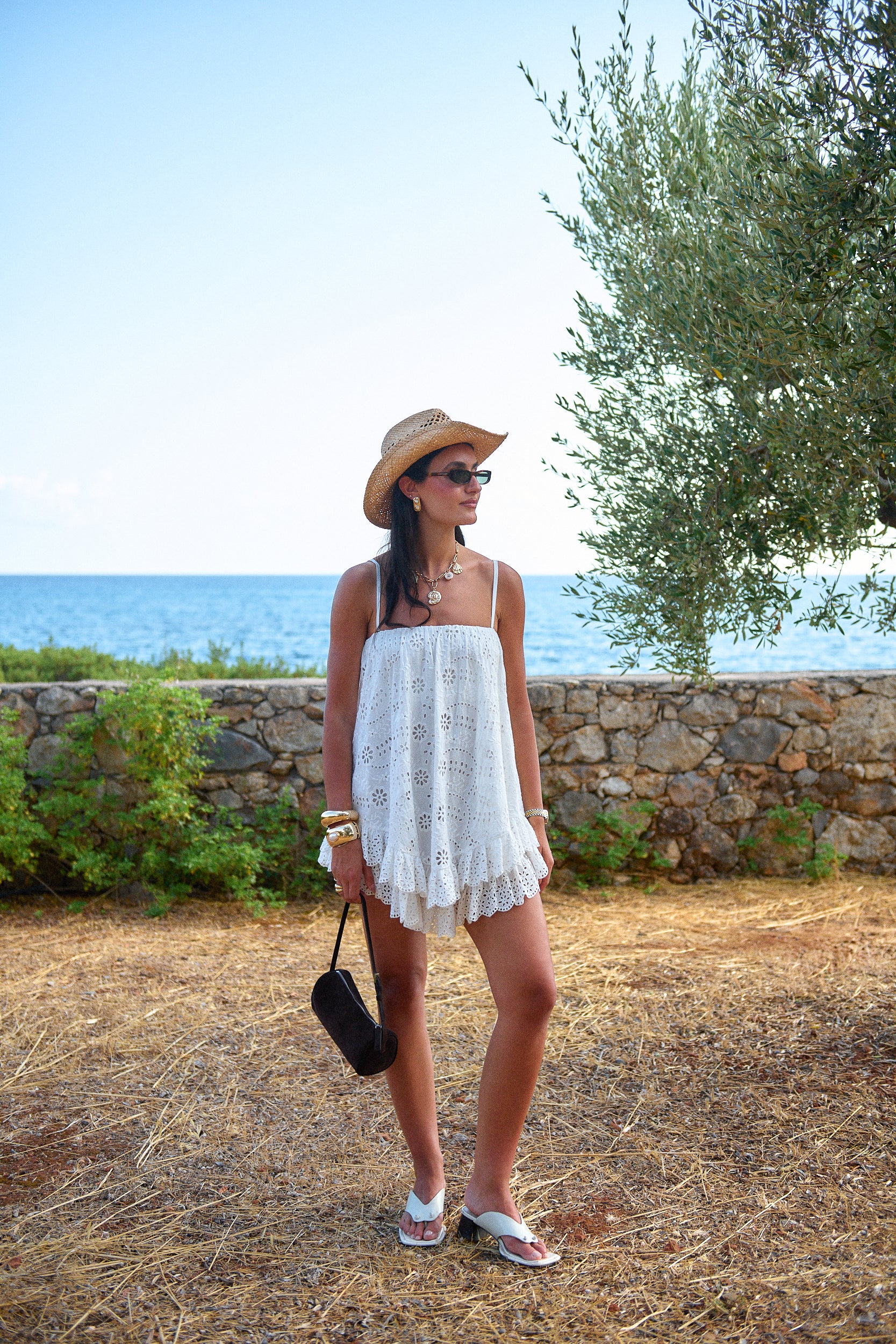 Yaya lace scarf mini dress, antique white