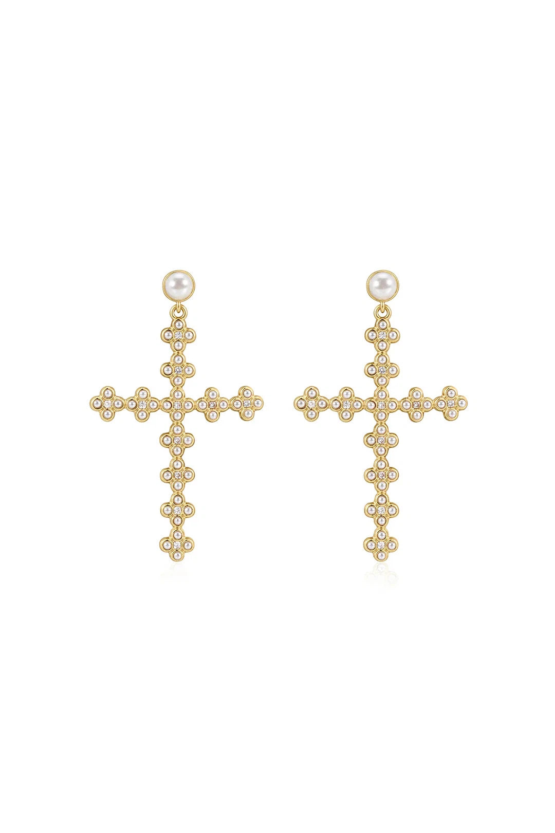 The daisy stud cross earrings, gold2