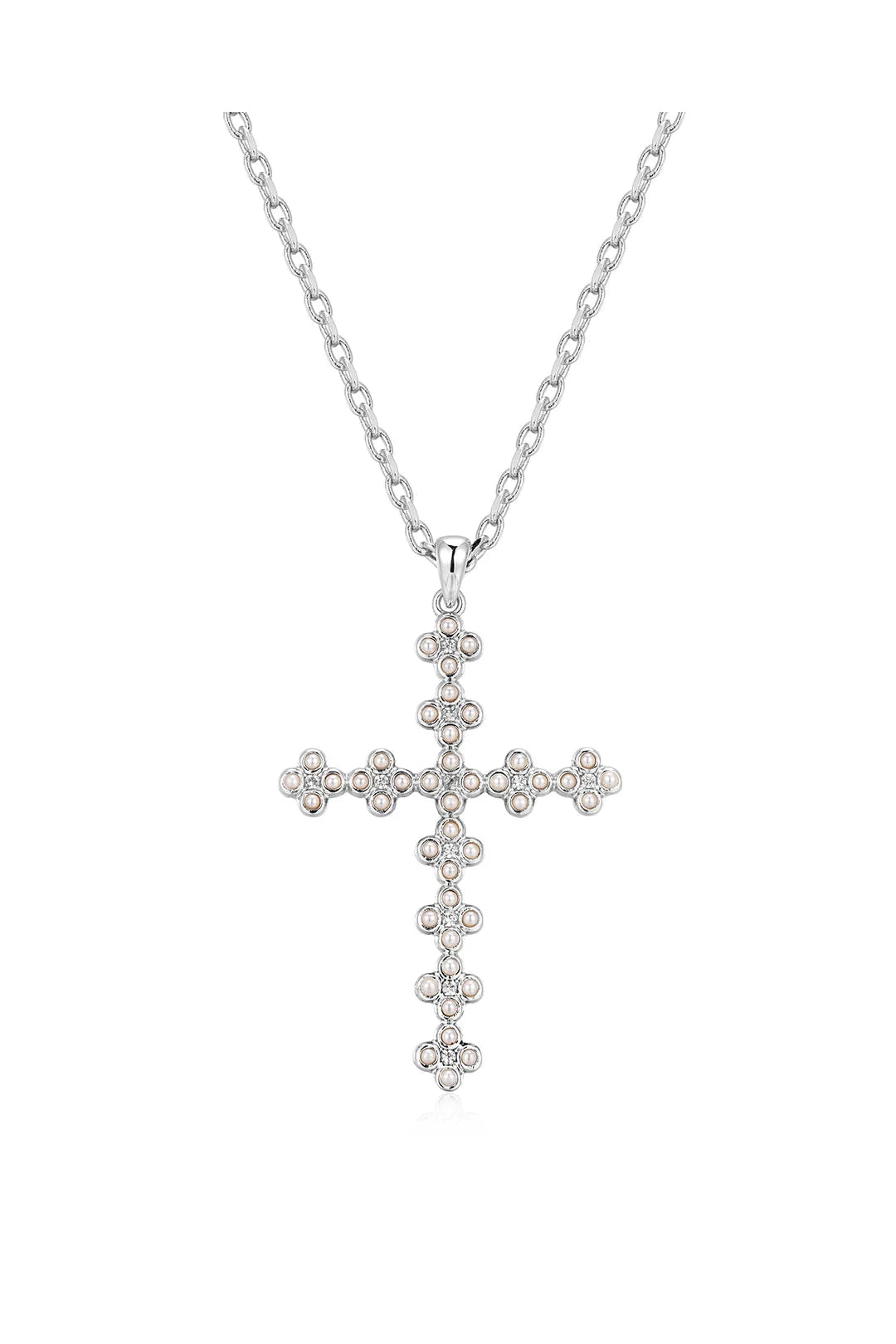 The daisy stud cross necklace, silver