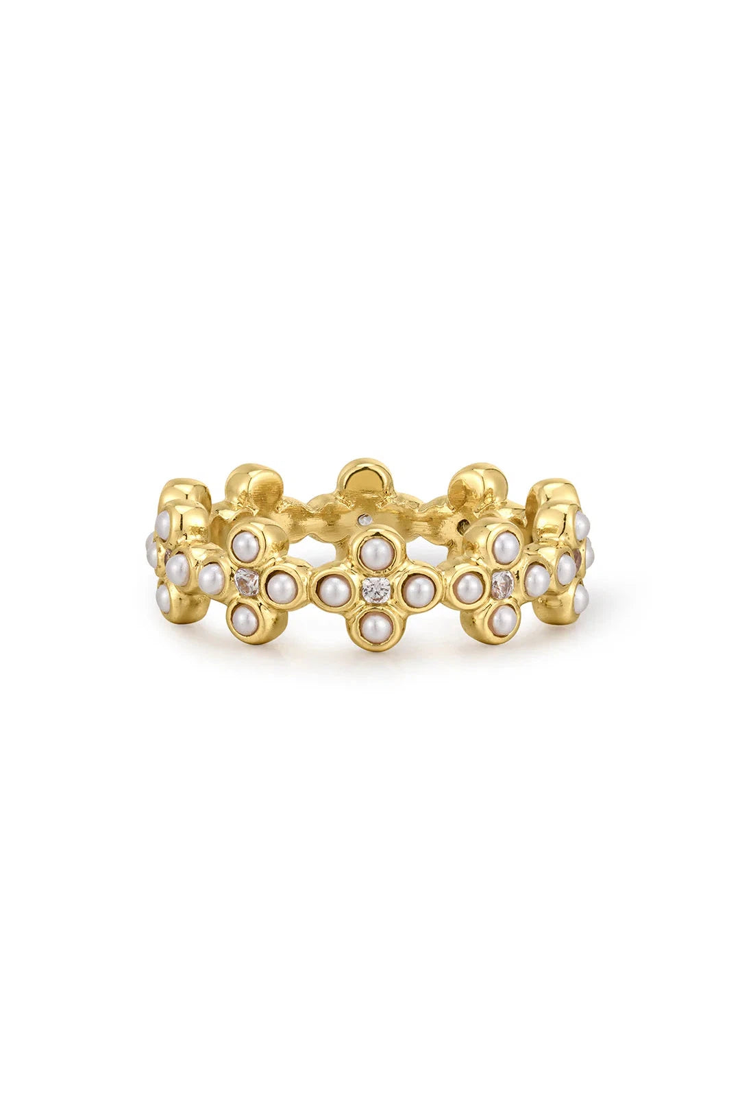 Daisy stud ring, gold