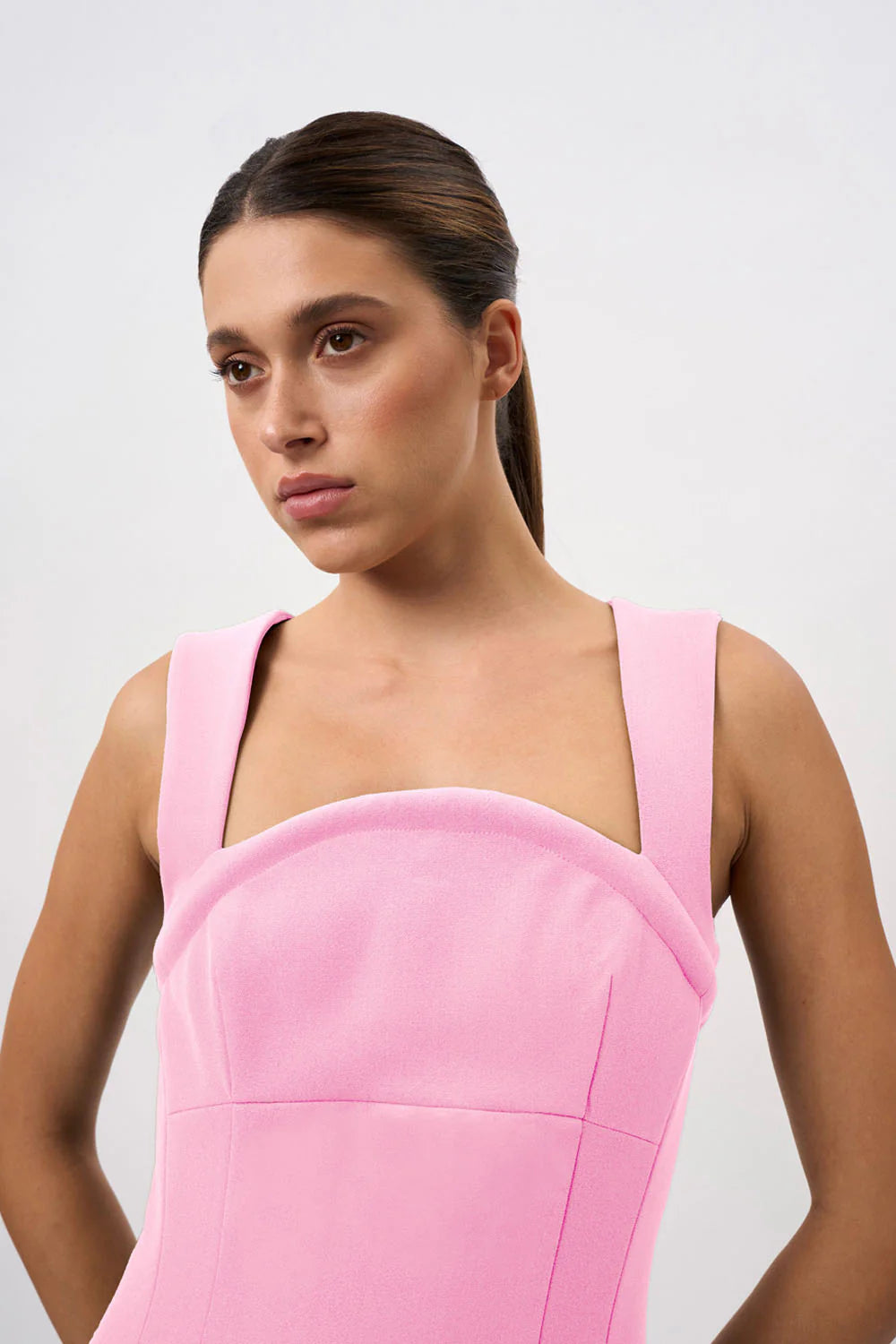 Elara curve structure midi dress, pink