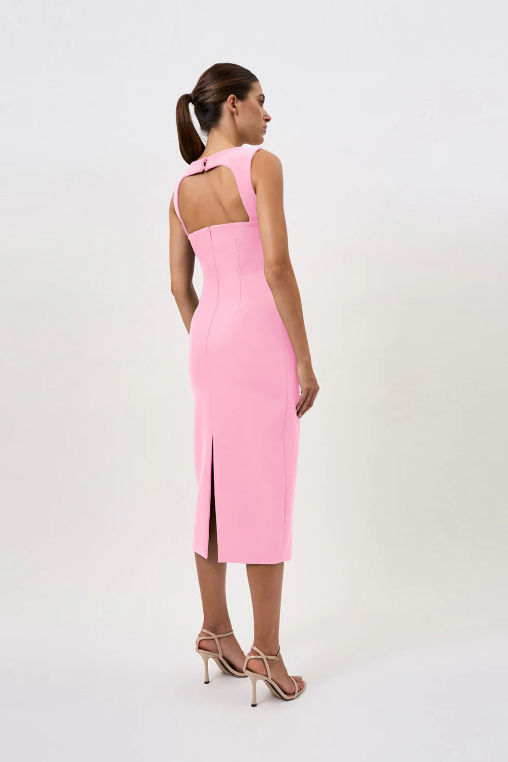 Elara curve structure midi dress, pink