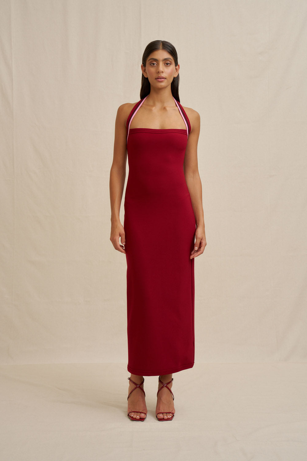 Eliza midi dress, wine/pink