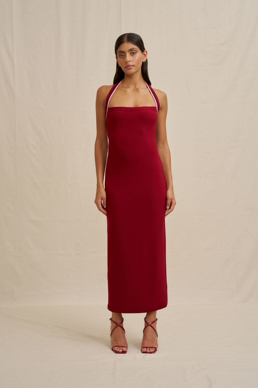 Eliza midi dress, wine/pink