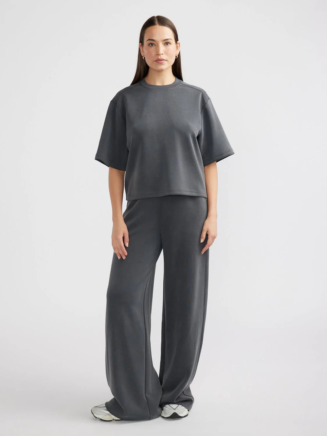Alessa relaxed soft jersey pant, charcoal
