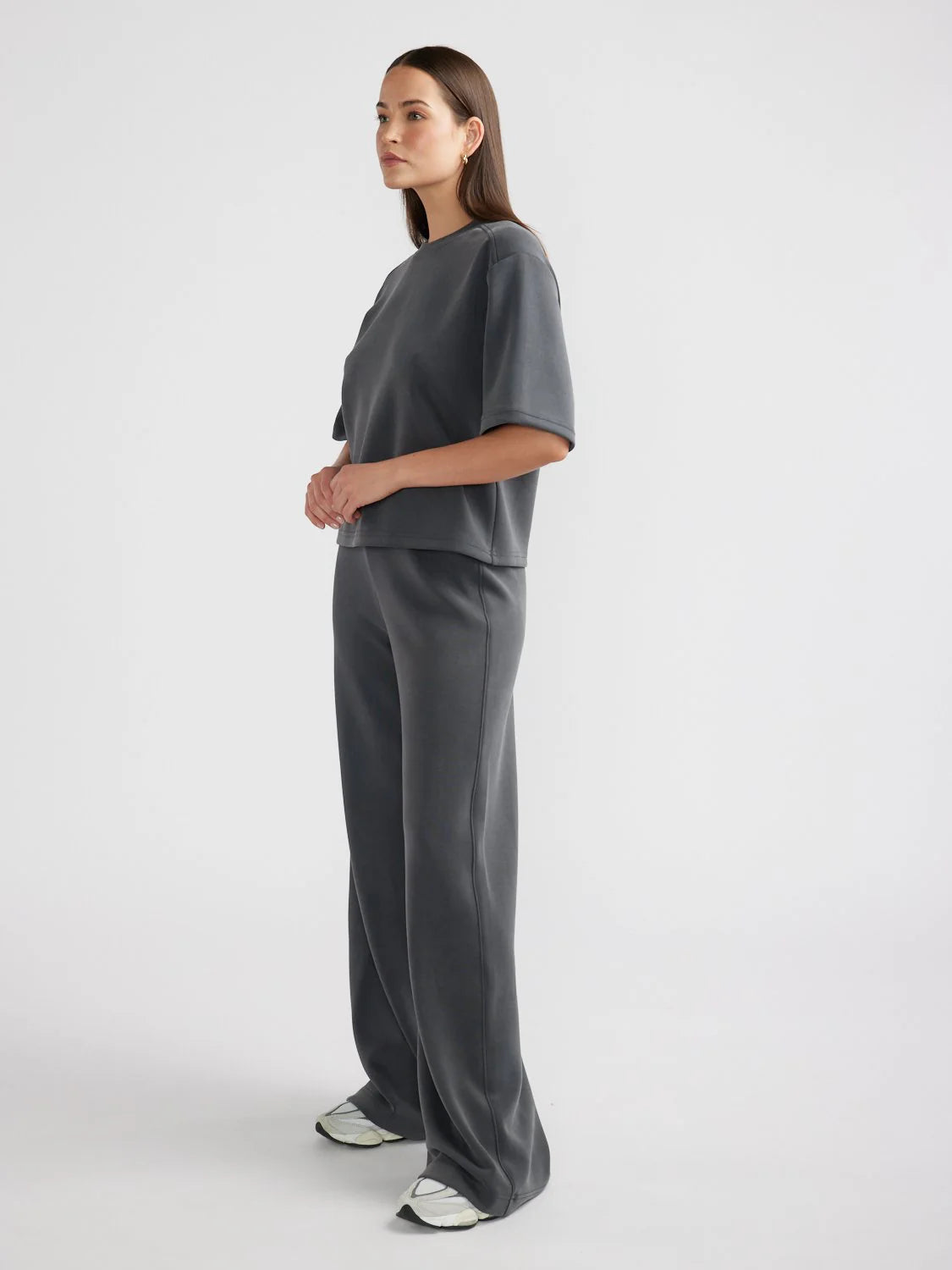 Alessa relaxed soft jersey pant, charcoal