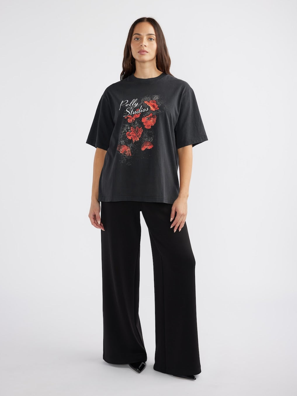 Poppies tee, vintage black