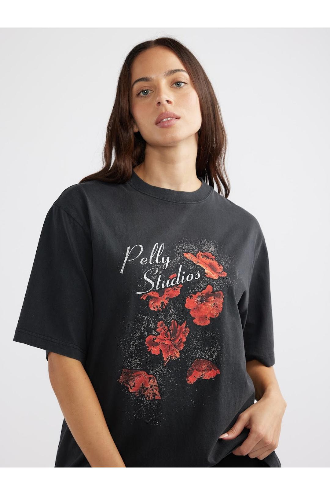 Poppies tee, vintage black