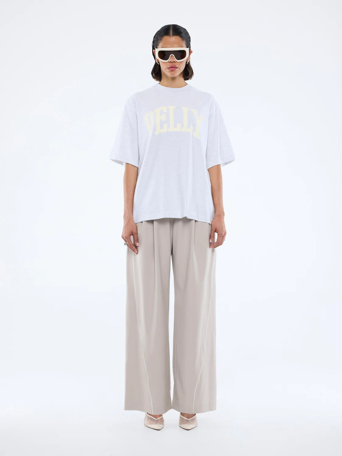 Pelly collegiate tee, white marle