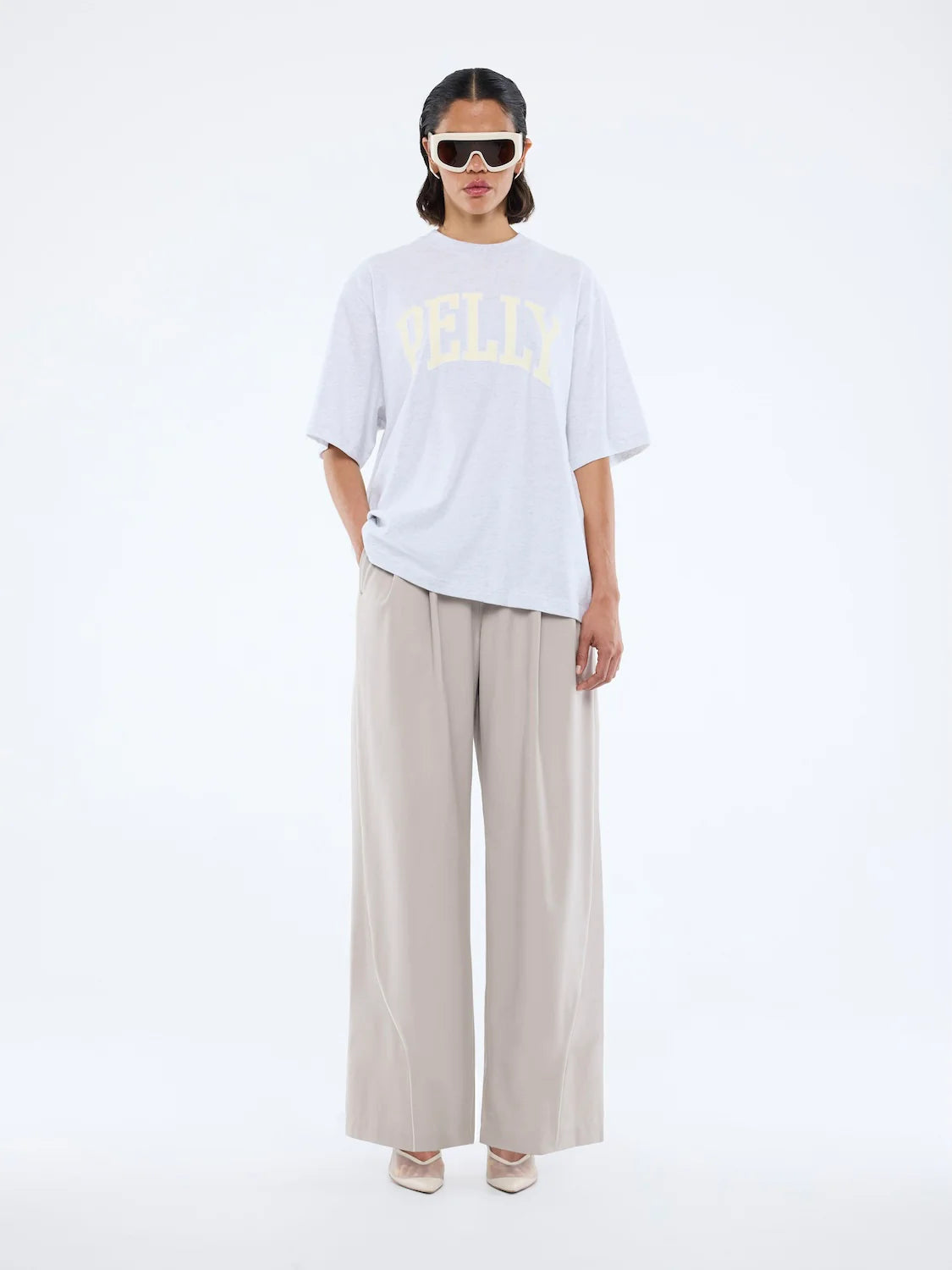 Pelly collegiate tee, white marle