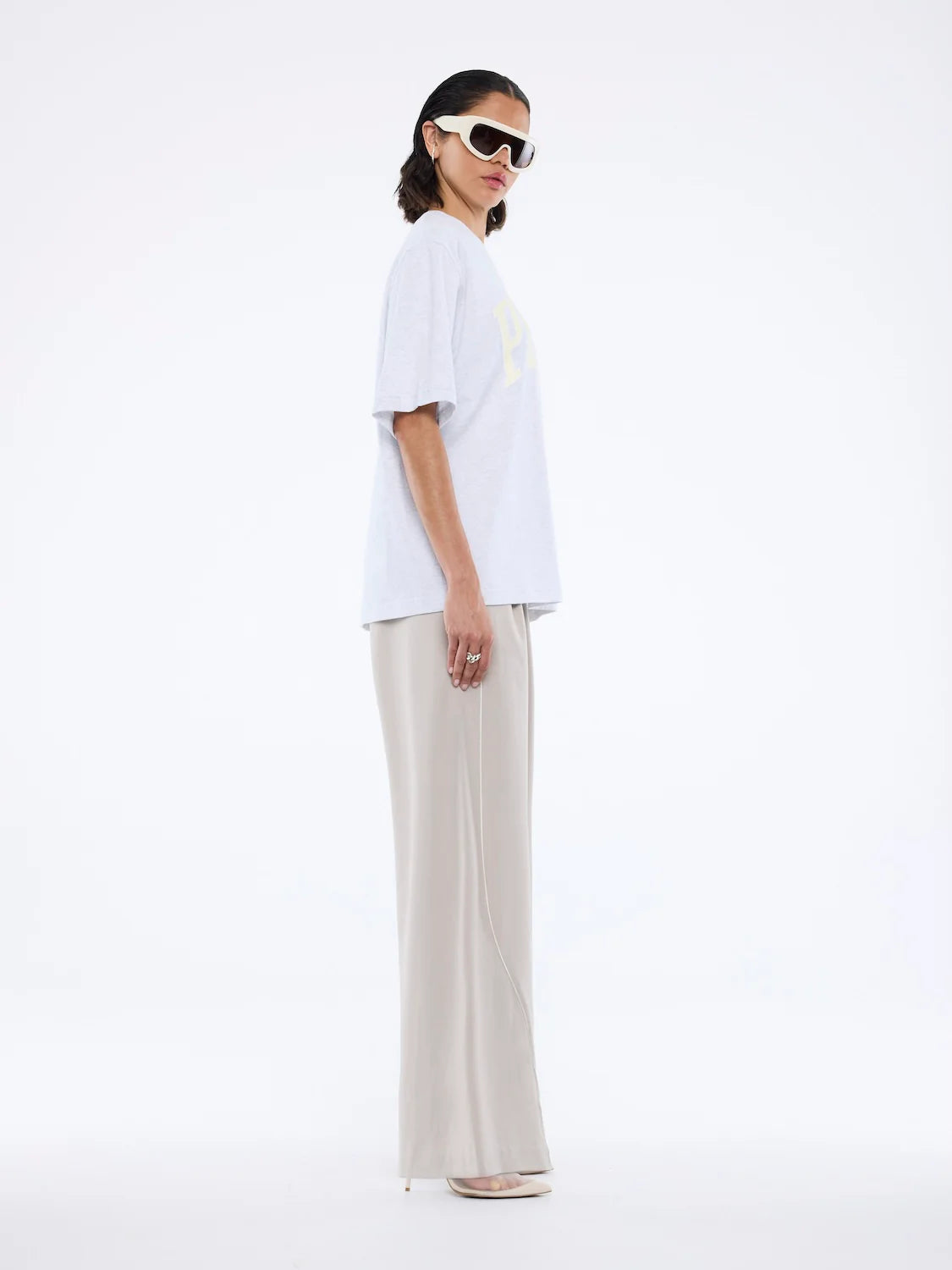 Pelly collegiate tee, white marle