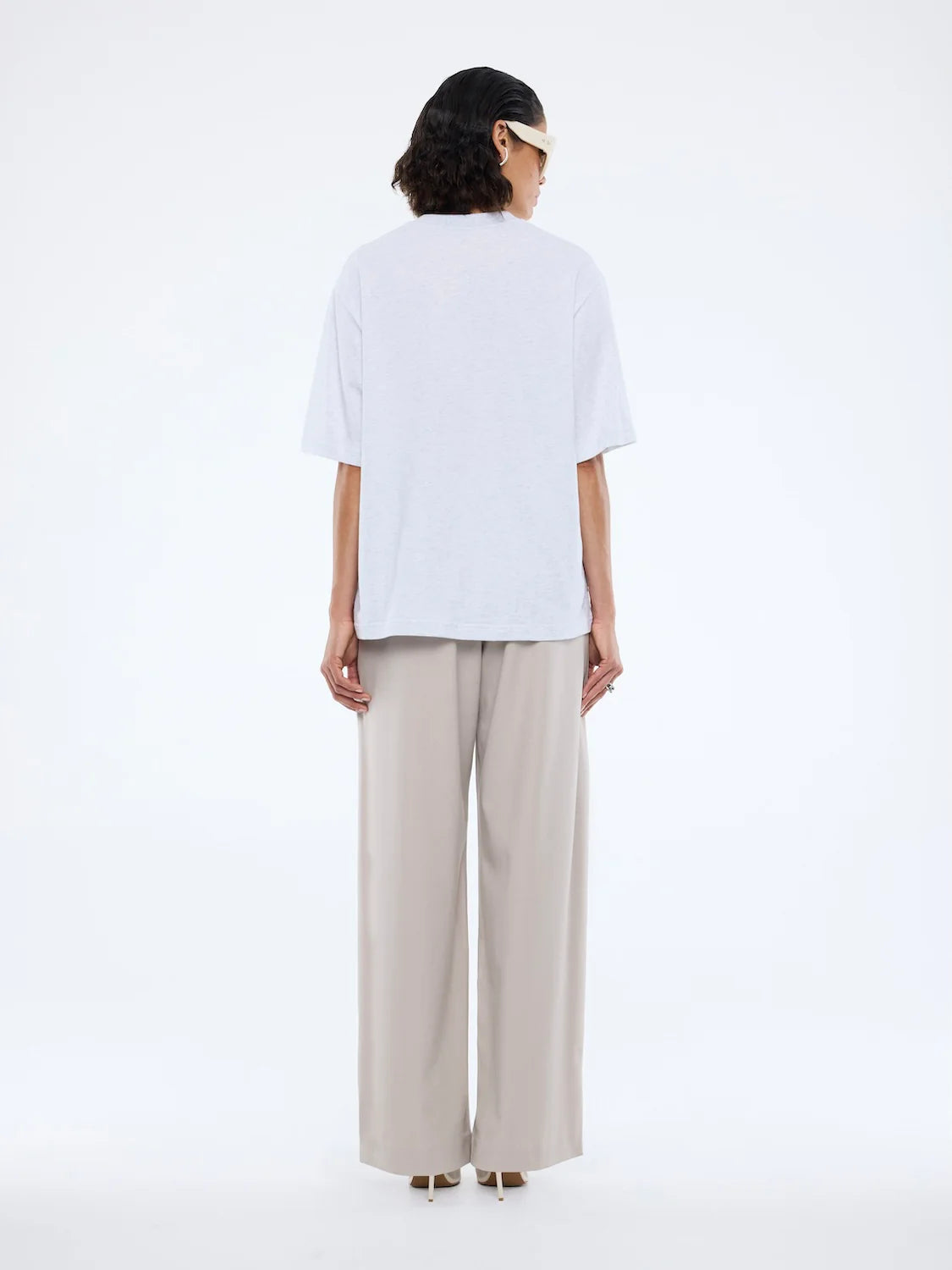 Pelly collegiate tee, white marle