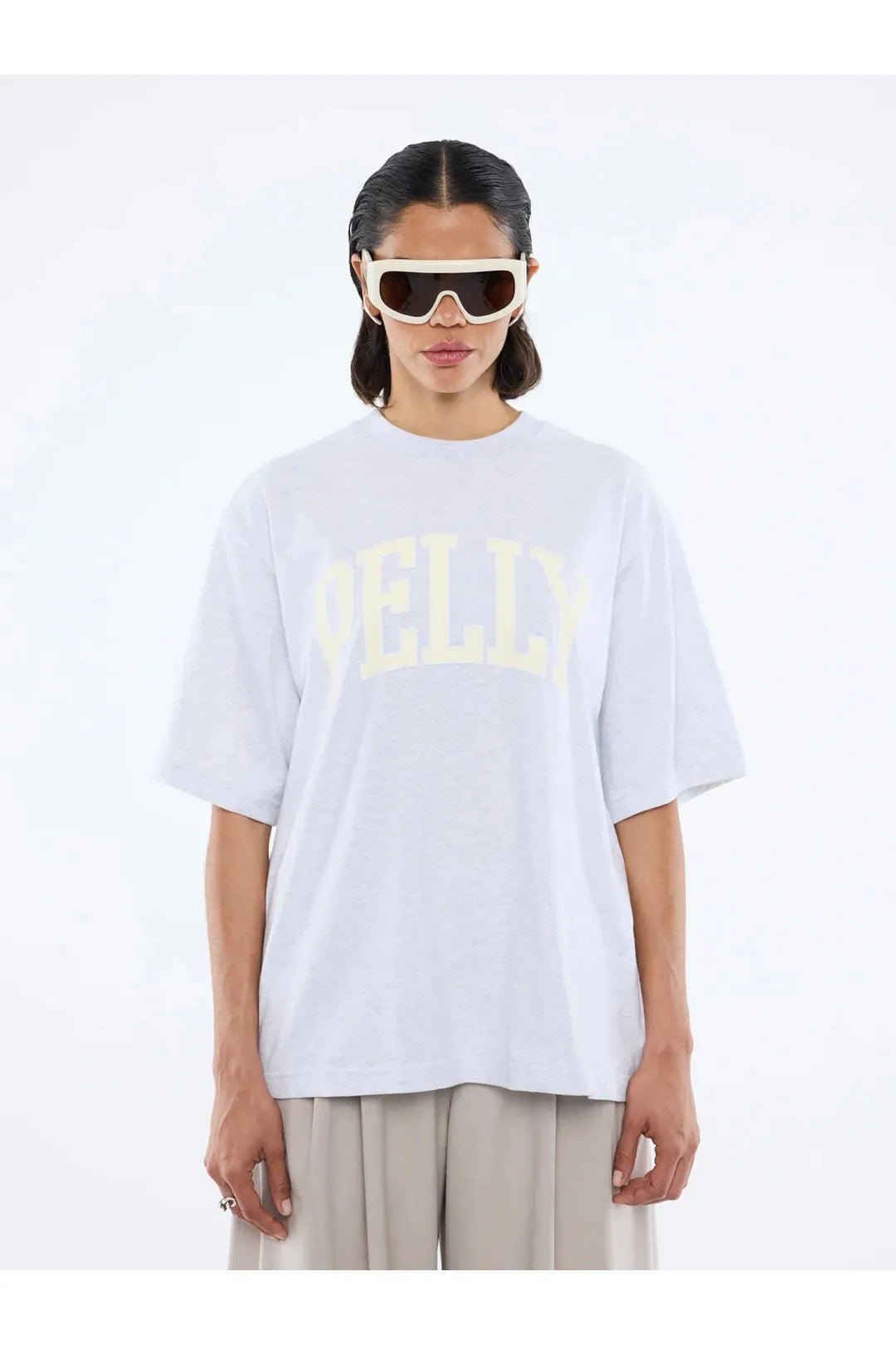 Pelly collegiate tee, white marle