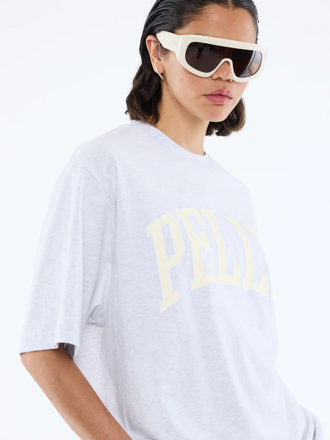 Pelly collegiate tee, white marle