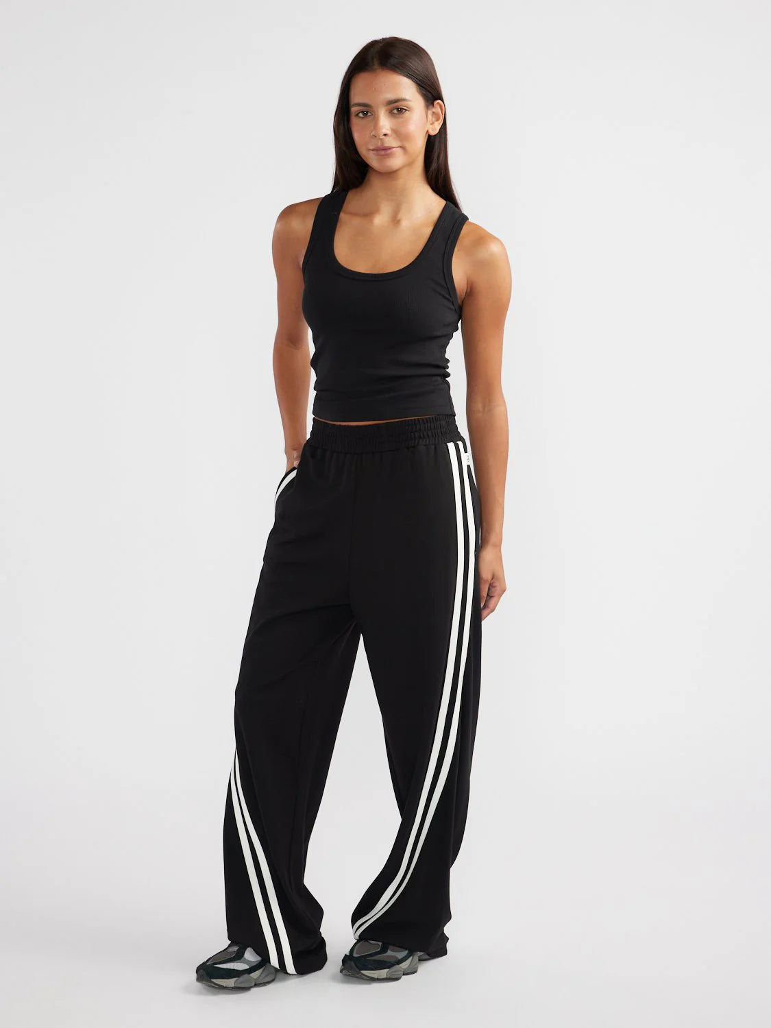 valentina stripe pant, black