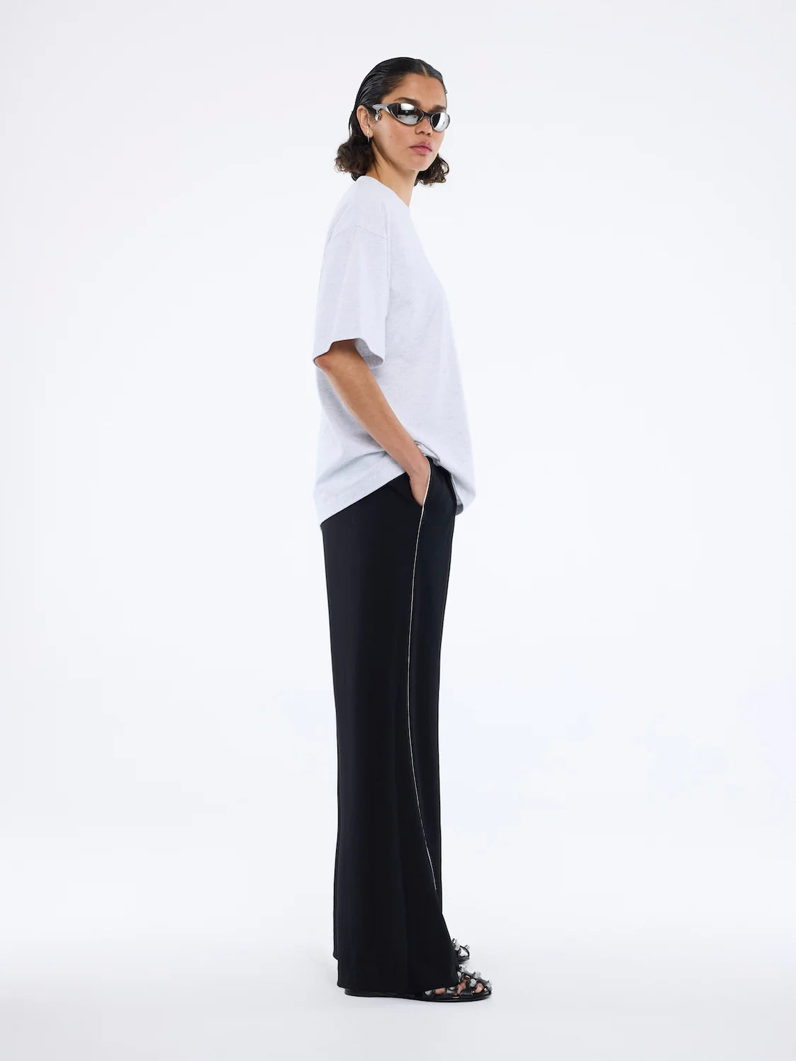 Varsity arch tee, white marle