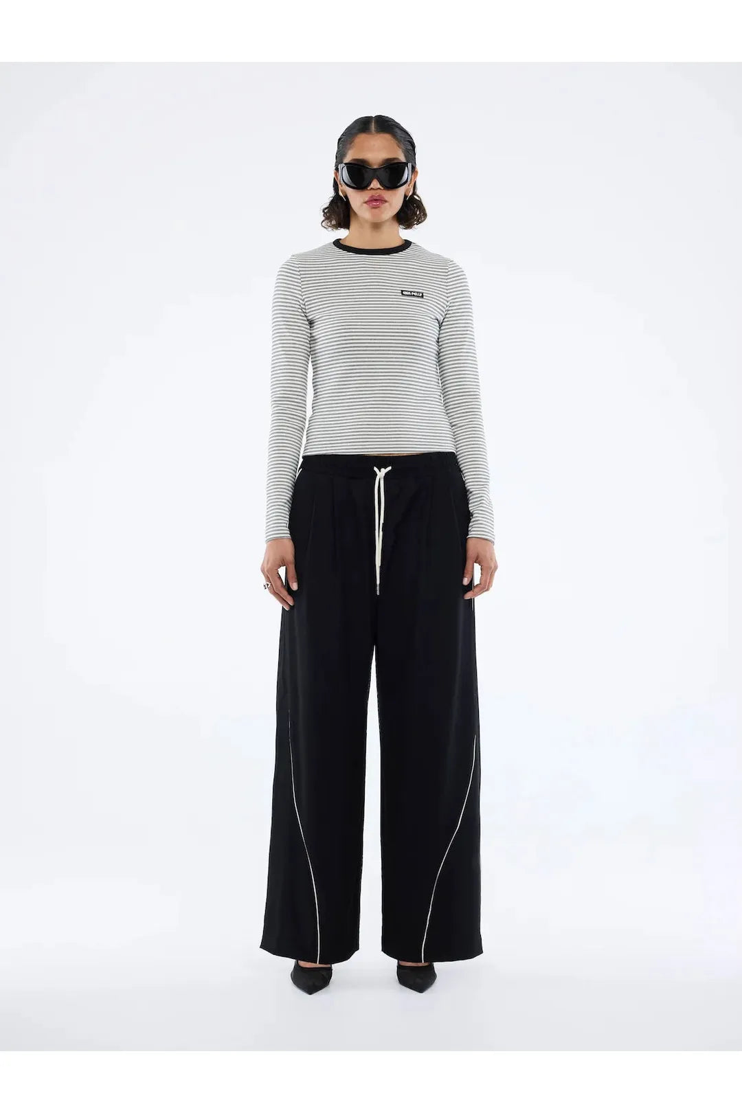 Bowie wide leg pant, black