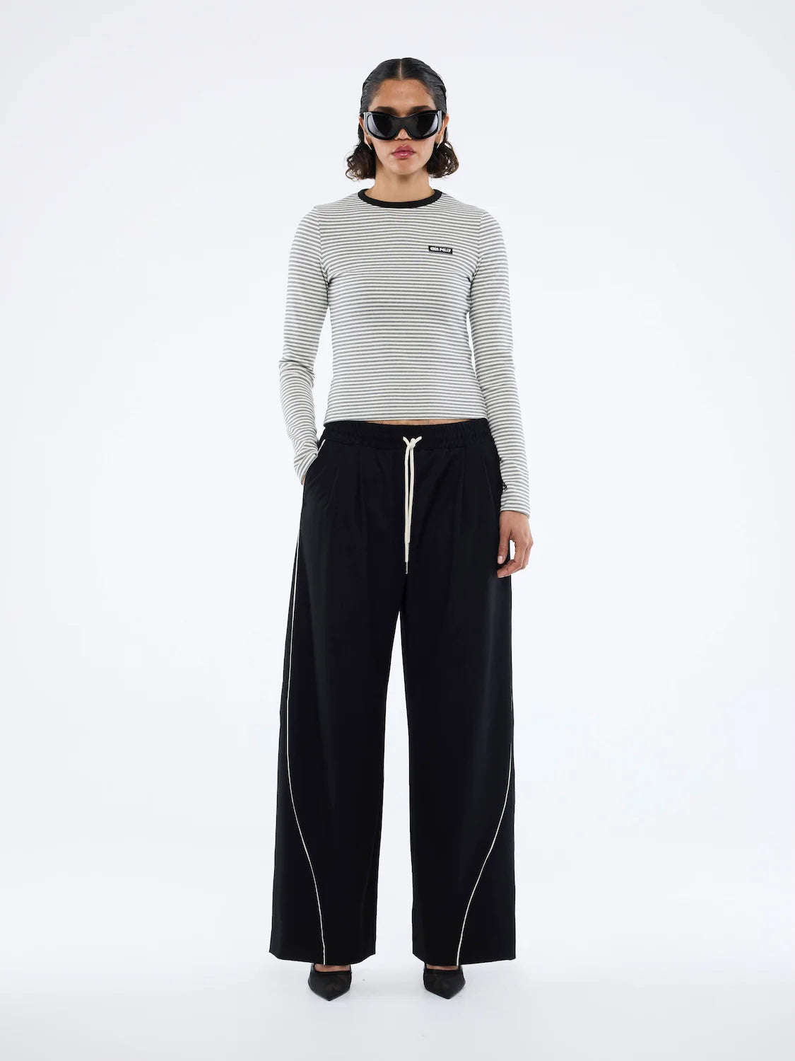 Bowie wide leg pant, black